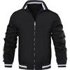 ZDJSWJ Giacca da uomo leggera bomber autunno Giacca sportiva Slim Outdoor Windbreaker tempo libero Sport uniformi scolastiche, Nero , XL