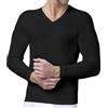 SalGiu Maglia Intima Uomo (2 Pezzi) 100% Caldo Cotone Manica Lunga Felpata Scollo a V Invernale Bianca Blu Nera Grigia (IT, Testo, L, Regular, Regular, 2 Nere)