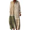 Gienslru Abito Estivo Lungo Donna Boho Chic Floreale Vintage, Scollo a V Maniche Lunghe in Lino Leggero con Tasche, Vestito Elegante Casual per Vacanze Primavera Estate Taglie Forti Curvy 2026 Moda Cerimonia