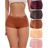 FINETOO Confezione da 5 Boxer Donna Biancheria Intima in Cotone Traspirante Pantaloncini Mutandine a Vita Bassa Morbide Confezione Multipla S-XL