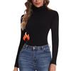 SHAPERIN Donna T-Shirt Maglia Termica Manica Lunga Collo Alto Slim Fit Tops Maglietta in Pile Invernale Nero-Termica L