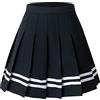 HOEREV Donne Ragazze Svasato Casual Mini Scuola Tennis Skater Casual Gonna Danza con Due Tasche Laterali e Pantaloncini Interni