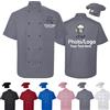 Farmelov Giacca da Chef Personalizzata Uomo/Donna con Cappello, Logo e Nome - Divisa da Chef Personalizzata, Maniche Corte, Camicia da Lavoro per Pasticceri con Tasca-Grigio