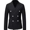 GUOCU Blazer da Uomo Elegante Slim Fit Giacca a Righe Verticali Giacca da Smoking con Due Bottoni Blazer da Abito Formale Giacca da Lavoro con Revers Moda Casual Affari Cappotto Doppio Petto