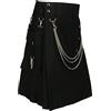 MILAX Kilt Scozzese Uomo Nero XXXXL, Tartan Utility Kilt, Pieghe, Cinghie di Pelle, Tasca, Cavaliere, Gonna, Casual, Party, Gotico, Cargo, Sport, Elegante, Matrimonio, Halloween