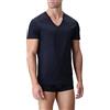 Intimitaly Set 2 Magliette Intime Uomo Cotone Elasticizzato Girocollo e Scollo V - T Shirt Basic Finissima Cuciture Piatte Intimo Maglietta Uomo Nera Bianca e Colorata (2 Scollo V Blu, 5/L)