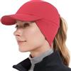 GADIEMKENSD Winter Fleece Hats Reflective Ponytail Hat for Women Ball Caps with Earflap Drop Down Ear Warmer Mens Skull cap Beanie with Visor Cold for Cool Outdoor Running Hiking Sport cap Red