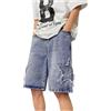 Bauzuoyo Shorts da uomo, pantaloncini baggy, jeans, stile Y2K, oversize, pantaloni hip hop, skater, jeans, pantaloncini denim, bermuda, jeans, pantaloncini estivi, abbigliamento da strada, pantaloni da tempo