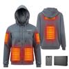 Brimekey Giacca con Cappuccio Riscaldante con Cerniera e Interno in Pile per Uomo e Donna - Giacca Termica Intelligente 6 Zone, 3 Livelli di Calore - Batteria 7.4V 20000mAh per Outdoor, Campeggio