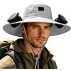 Generico Cappello con Ventola a Energia Solare Largacappello Cappello per Unisex con Ricarica USB e Solari per Pesca all'aperto Giardinaggio Campeggio Alpinismo,Light Gray,One Size