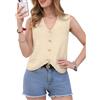 Friptspyg Giacca Maglia Donna Elegante Senza Maniche Scollo V Cardigan Morbido Ufficio Tempo Libero, Beige M