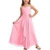JokeLomple Abito Lungo in Chiffon svolazzante per Ragazze, Damigella d'Onore Junior, Abito da Sposa, Abito da Cerimonia