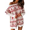 Loalirando Abito a Maglia Donna Natalizo, Vestito Donna Invernale Elegante Slim Fit Stampa a Cervo Natale Maglione Lungo Regalo di Natale S-XXL (F-Bianco, Medium)