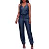 Yekdmxop Tuta Intera Elegante Donna Denim Slim Fit Senza Maniche Vita Alta Cerimonia Playsuit Tailleur a Gamba Larga Cocktail Country Concert