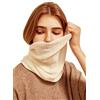 Prettystern scaldacollo tubolare sciarpa ad anello donna di 100% Cachemire Lana sciarpa tubolare collo di Cashmere avorio crema-bianco