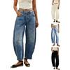 Generico Jeans Donna Vita Alta, Pantaloni Donna Curvy Larghi Jeans Baggy Elasticizzati Streetwear con Tasche Straight