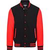 Infinity Leather Giubbotto bomber universitario in pelle rossa e lana nera da baseball di Letterman