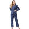kolipajam Pigiama da donna 100% flanella di cotone Set accogliente coulisse vita inverno PJs per le donne, Margherita blu., S