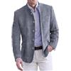 Duohropke Giacca da uomo in velluto a coste in pelle scamosciata, colletto alto, tinta unita, slim fit, per il tempo libero, blazer, vestibilità normale, giacca invernale con bottoni, elegante per il