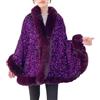 Foweknow Poncho da donna in pelliccia sintetica con paillette, mantello in pile, da sposa, invernale, caldo, elegante, a maglia, per l'inverno, da donna, a maglia, per matrimoni, serate, feste
