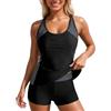 RUITOTP Tankini Donna Curvy Costume da Bagno Due Pezzi Push Up Sexy Imbottito Reggiseno Costumi da Bagno con Vita Alta Boyshort Controllo Pancia per Mare Spiaggia Piscina