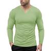 Agilelin Magliette Elasticizzate da Uomo con Scollo a V,T-Shirt Maniche Lunghe vestibilità Slim,Biancheria Intima Casual (Green/XL)