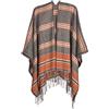 styleBREAKER Poncho donna a quadri Glencheck con frange | Mantella aperta dal taglio ampio, lunghezza 73 cm, vestibilità One Size.