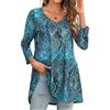 Enmain Maglietta a Maniche Lunghe con V da Donna Tunica Donna Manica Lunga 3/4 Taglie Larga Longline Camicia per Leggings Elegante Comfort Verde Smeraldo, 4XL