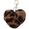 Guqqeuc Portachiavi a forma di cuore con stampa leopardata in peluche leopardato portachiavi per chiavi dell'auto, accessori per borse, ciondoli in peluche a forma di ghepardo, Leopardo giallo., S