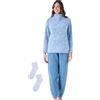 Pigiamiamoci Pigiama Pile Donna Caldo Invernale + Calze Ciniglia Omaggio Morbido Coral Scatolato (IT, Testo, M, Regular, Regular, Azzurro 426)