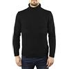 Ciabalù Maglione Uomo Lana con Trecce a Rombi Dolcevita Invernale Collo Alto (Nero, M)