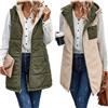Vagbalena Giacca Calda Senza Maniche in Peluche Autunno Inverno da Donna Giacca Reversibile Gilet Lungo in Piumino Piumino Leggero Trapuntato Senza Maniche (Verde,L)