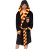 Harry Potter Accappatoio unisex con cappuccio nero di Grifondoro | Comodo abbigliamento da casa in pile a maniche lunghe per il relax | Merchandising del cinema | Merchandising