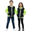 A2Z 4 Kids Giacca da baseball a contrasto Stile universitario Cappotto B.B Colletto - B.B Plain Jacket Black & N.Green 7-8