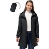 33,000ft Women's Rain Jacket Lightweight Hooded Long Rain Coat Waterproof Jacket Ladies Packable Functional Jacket Windbreaker Breathable Active Outdoor Coats