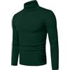 QIXING - Maglietta termica da uomo a maniche lunghe, con collo arrotolabile, in cotone, strato base, intimo termico, Verde scuro, XXL
