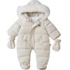 BRONG Bambino Inverno Tuta Da Neve Bambina Vello Pagliaccetti Con Cappuccio Tuta Infante Ragazzi Ragazze Caldo Cerniera Capispalla Con Guanti Beige 9-12 Mesi