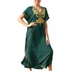 YOUKD Cotton Kaftan Abito Floreale Ricamato Bohemian Beach Bikini Cover Up Robe Plus Size Camicia da Notte per Le Donne