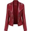 JMKEY Giacca da motociclista da donna in pelle sintetica PU giacca da motociclista corta slim in pelle sintetica con borchie