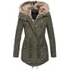 Navahoo Calda giacca invernale da donna in pelliccia di orsacchiotto, giacca invernale da parka B648a, verde, S