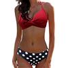 JFAN Donna Costume da Bagno Push Up Imbottito Reggiseno Bikini Donna Due Pezzi Swimwear Abiti da Spiaggia,Pois Rossi XL