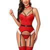 Aranmei Completo Intimo Donna Sexy Lingerie con Reggicalze Set Biancheria Intima Scollo V Body Pizzo Teddy Lingerie Intimo Notte