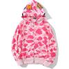 Yumenam Uomo Felpa con Cappuccio Stampa Testa di Squalo Cerniera Giacca con Cappuccio Cardigan Manica Lunga Hip Hop Tops Sweatshirt Camouflage Cappotto con Cappuccio