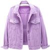 Lazutom Giacca da donna in denim a maniche lunghe con bottoni, Viola, 50