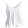 Hamthuit Top da donna con cinturino da donna con scollo a V canottiera bianca senza maniche in raso di seta canotte da donna estate bianca M
