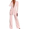EFOFEI Signora Eleganti Pantaloni A Gamba Larga Completi Revers A Punta Completo Smoking Blazer Pantaloni Set Rosa M