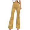Generic Pantaloncini da donna in corduroy svasati a vita alta vintage con fondo a campana pantaloni cord invernali alla moda elasticizzati jeans a vita alta retrò a gamba larga con tasche da lavoro, cachi, XL