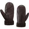 MGGMOKAY Donna Mitten Inverno,Guanti in pelle da donna,Shearling Caldo Guanti Pelliccia,Marrone,S