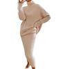 Generic Vestito in maglia da donna, 2 pezzi, tinta unita, maniche lunghe, maglione alto e gonna a maglia, maglione a collo alto, abito lavorato a maglia, tute in Aotumne invernale, Midi