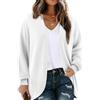 Chicrise Cardigan Donna Lungo Autunno Maglioncino Leggero Aperto Spolverino Casual Morbido Bianco 2X-Grande 50-54 2XL